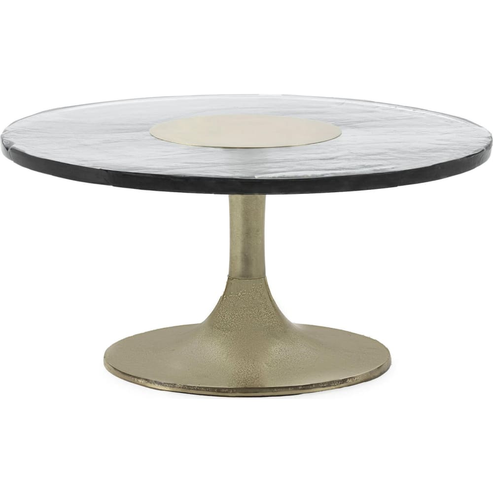 Table basse ronde en verre transparent moderne