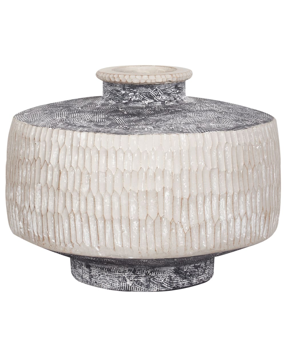 Beliani Blumenvase aus Keramik 32cm, beige style landhaus - Stoff