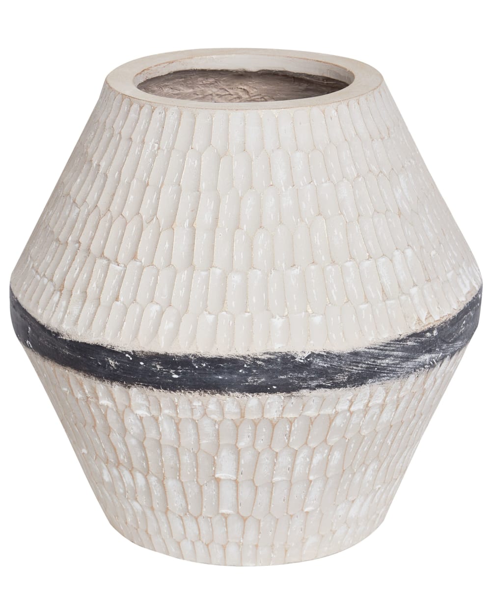 Beliani Blumenvase aus Keramik 30cm, beige style landhaus - Stoff