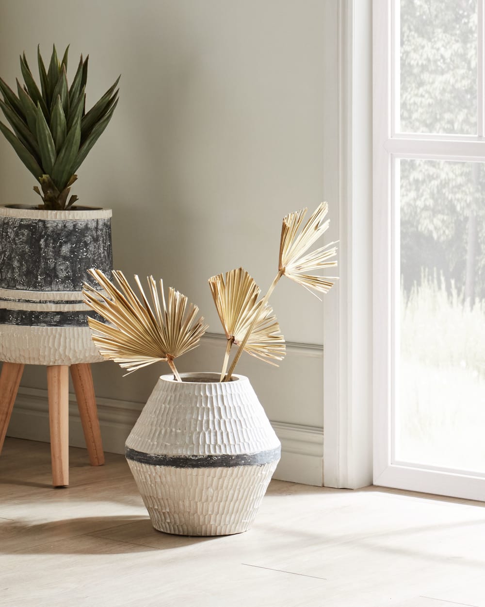 Blumenvase aus Keramik 30cm, beige - Maisons Du Monde