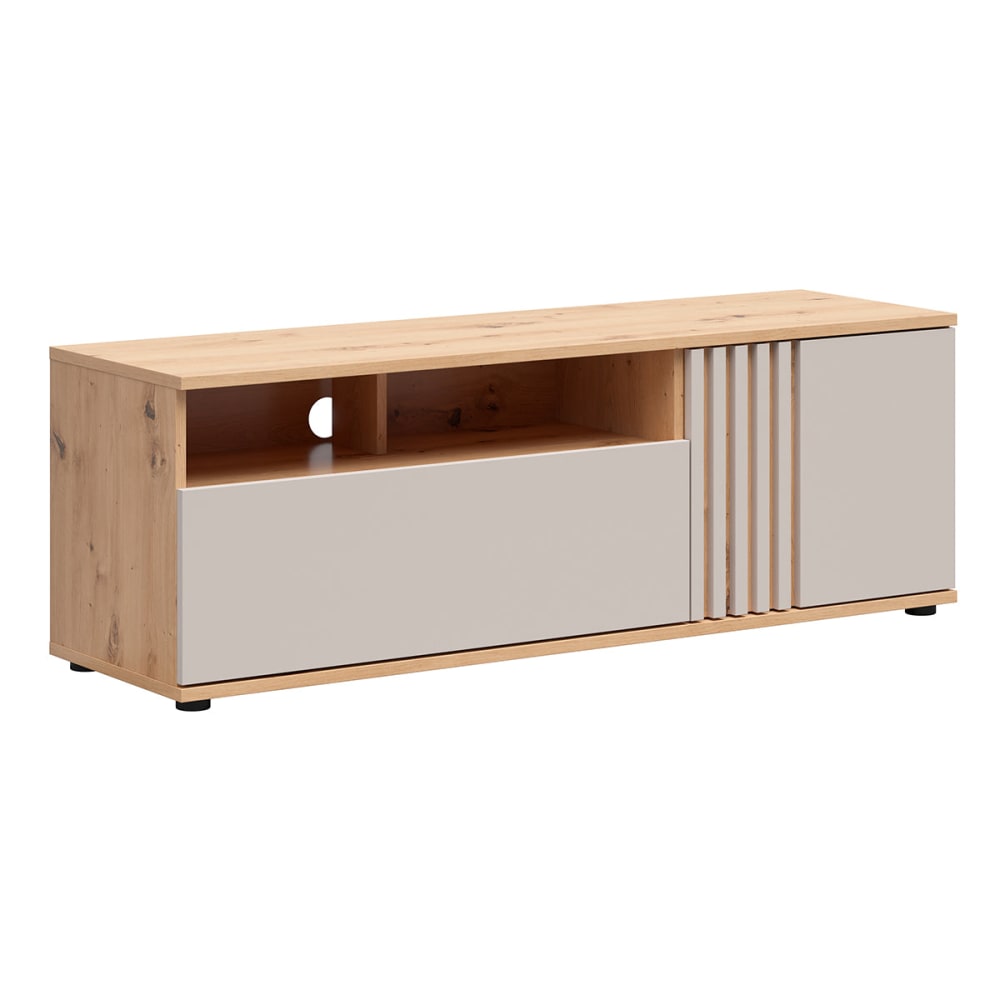 Meuble tv 1 porte 1 tiroir beige