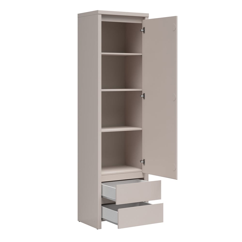 Armoire colonne 1 porte 2 tiroirs panneaux de particules beige