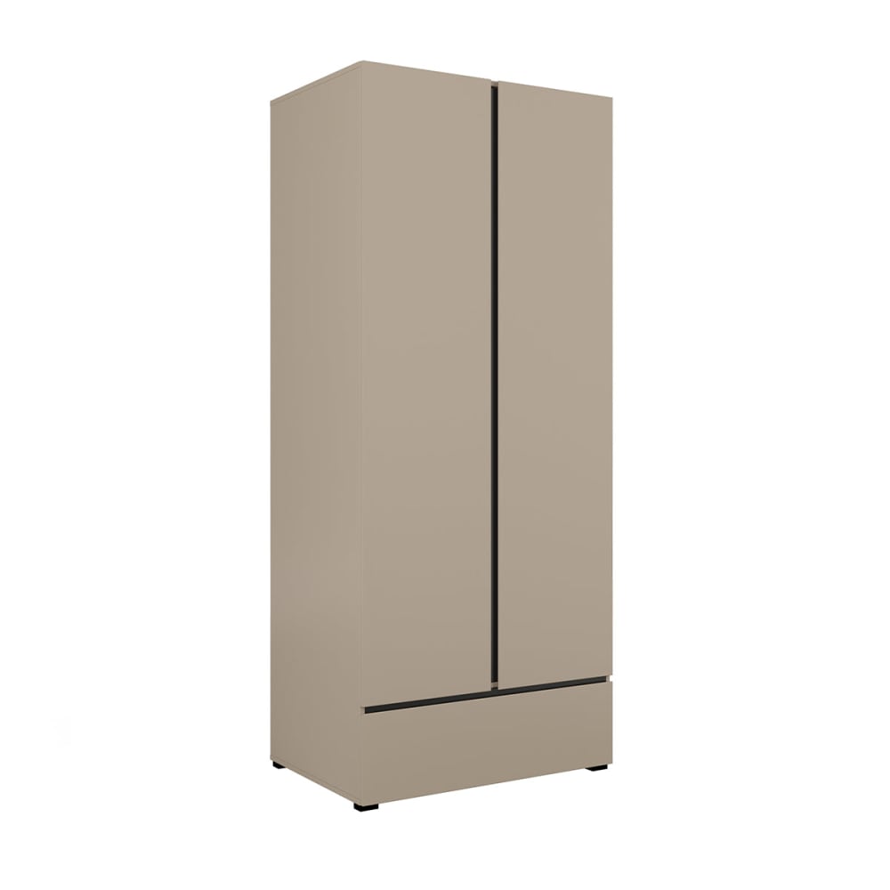 Armoire 2 portes 1 tiroir panneaux stratifiés marron