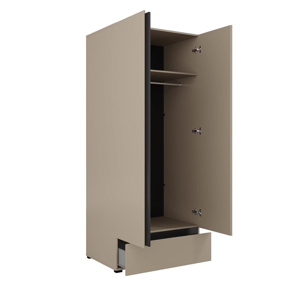 Armoire 2 portes 1 tiroir panneaux stratifiés marron