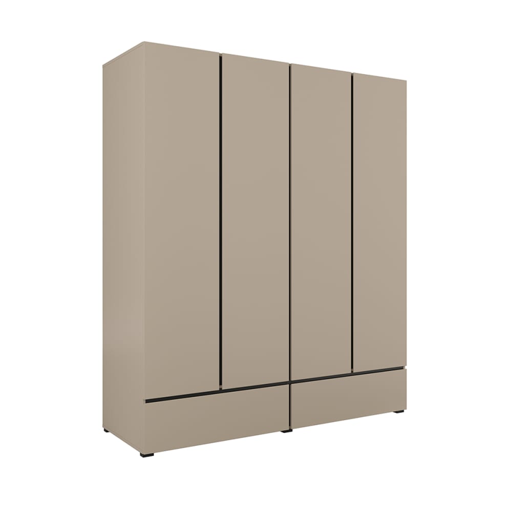 Armoire 4 portes 2 tiroirs - taupe