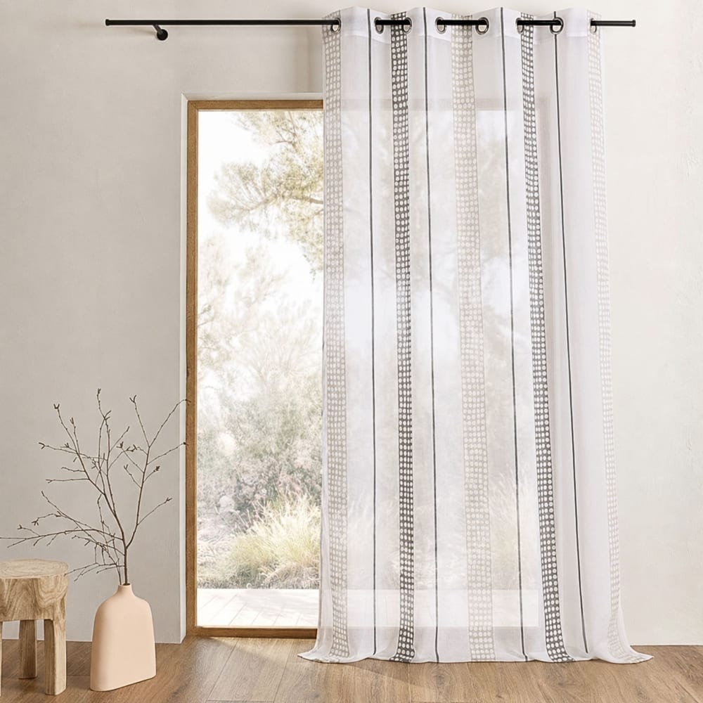 Home Maison Vorhang mit vertikalen Streifen und Punkten style modern Grau Pes - Polyester