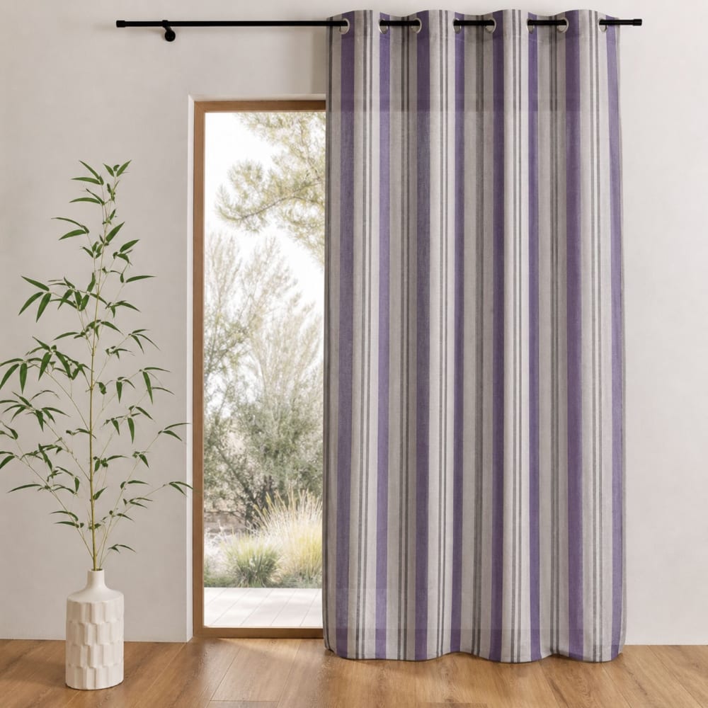 Home Maison Vorhang mit vertikalen Streifen, fertig zum Aufhängen style modern Violett Pes - Polyester
