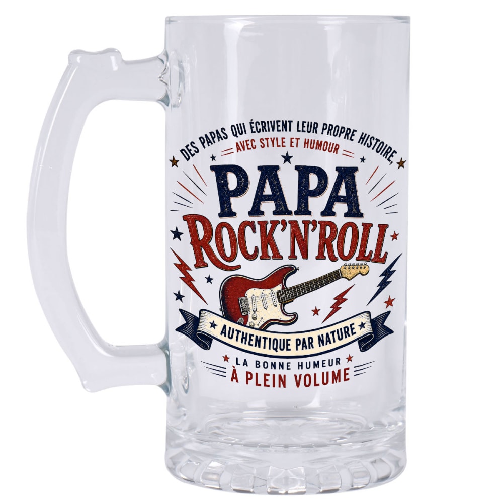 Chope à bière papa rocknroll 480 ml cadeau musique