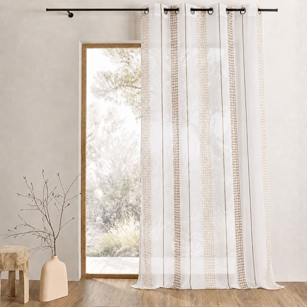 Home Maison Vorhang mit vertikalen Streifen und Punkten style modern Beige Pes - Polyester