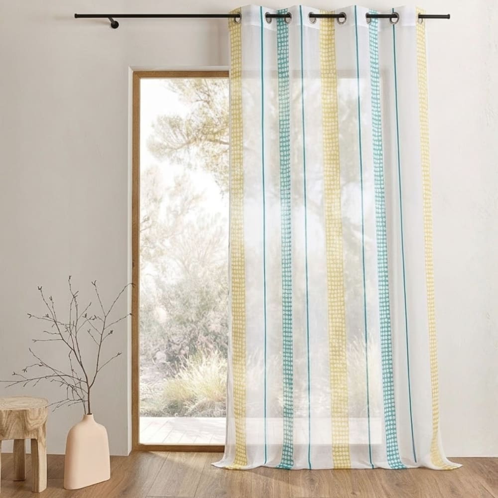 Home Maison Vorhang mit vertikalen Streifen und Punkten style modern Grün Pes - Polyester
