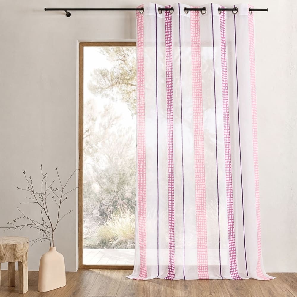 Home Maison Vorhang mit vertikalen Streifen und Punkten style modern Rosa Pes - Polyester