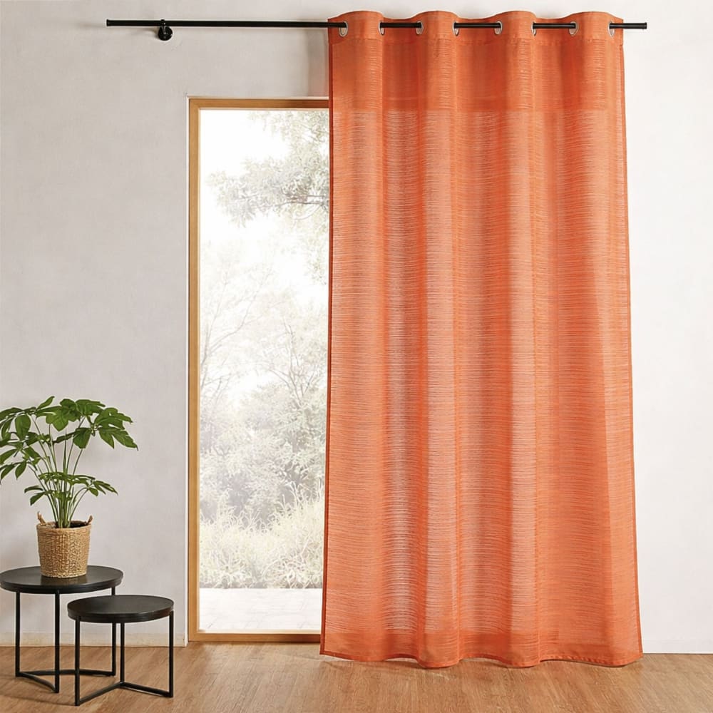 Home Maison Fein gestreifter Vorhang fertig zum Aufhängen style modern orange Pes - Polyester