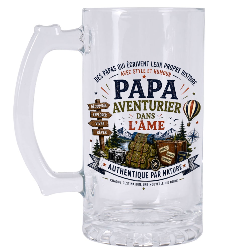 Chope à chope à bière papa aventurier dans lâme 480 ml cadeau voyage