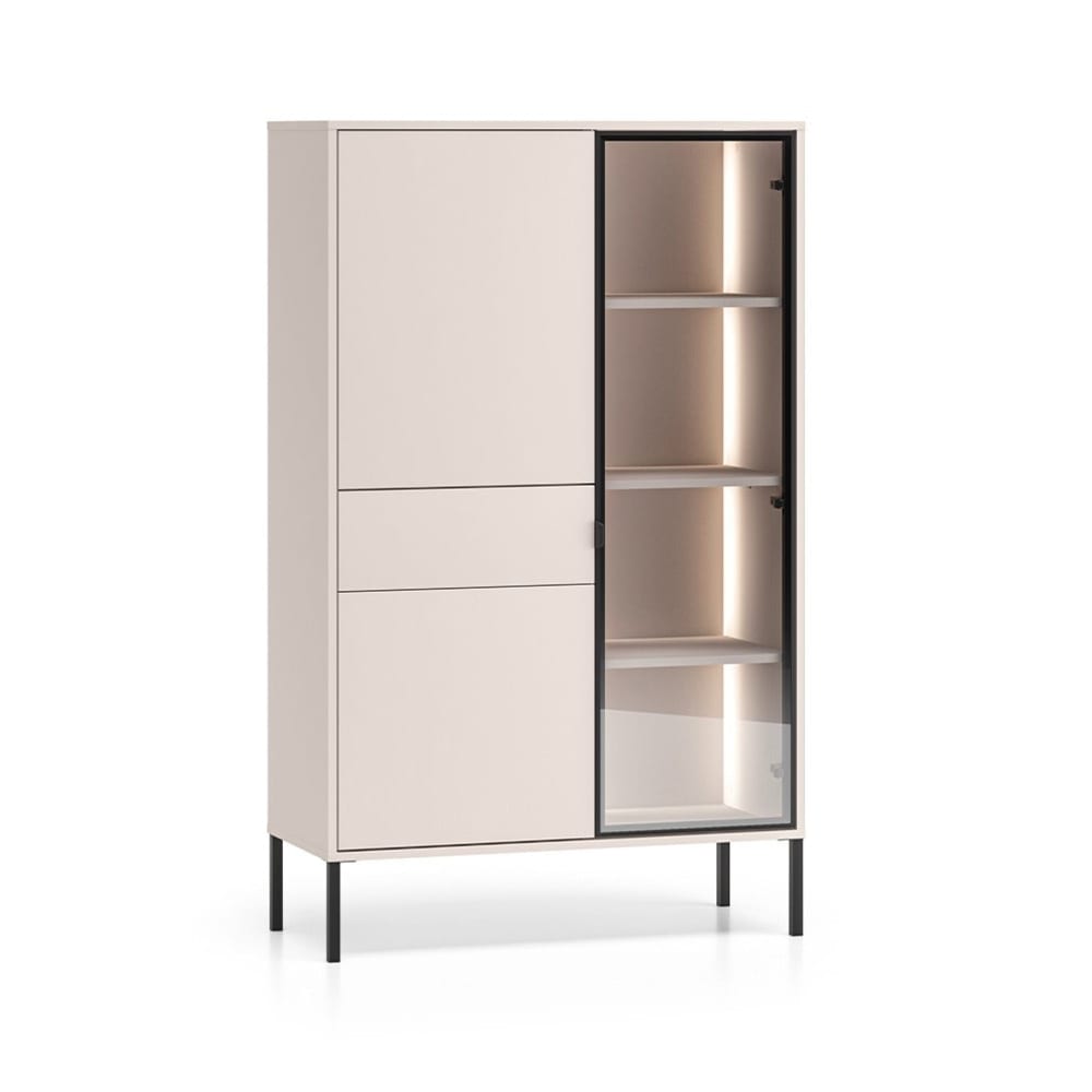 Vaisselier 3 portes 1 tiroir led panneaux stratifiés noir