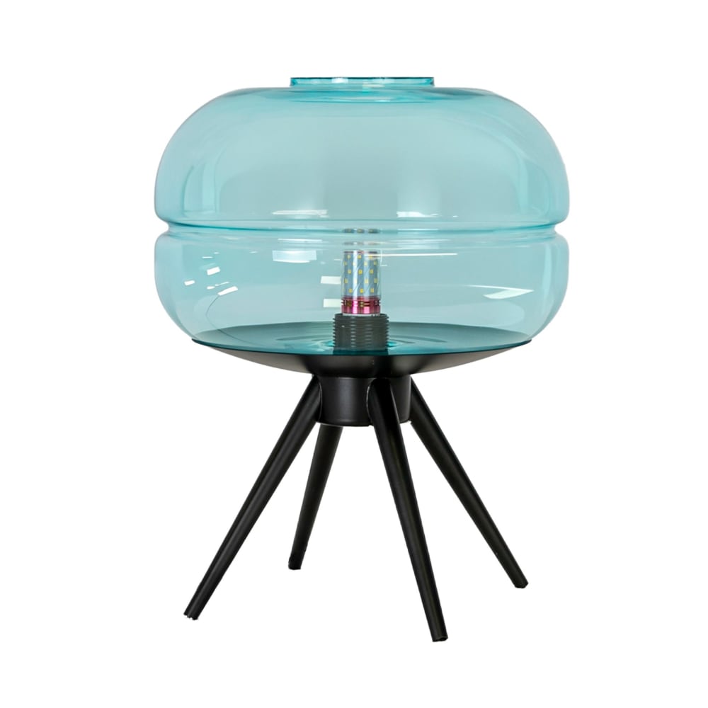 The Lumine Tischleuchte aus blauem Glas und schwarzem Stahl style modern - Glas