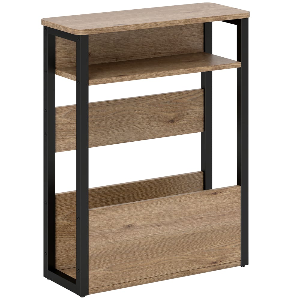 Table d'appoint avec étagère à deux niveaux en bois noyer Table d'appoint avec étagère à deux niveaux en bois noyer