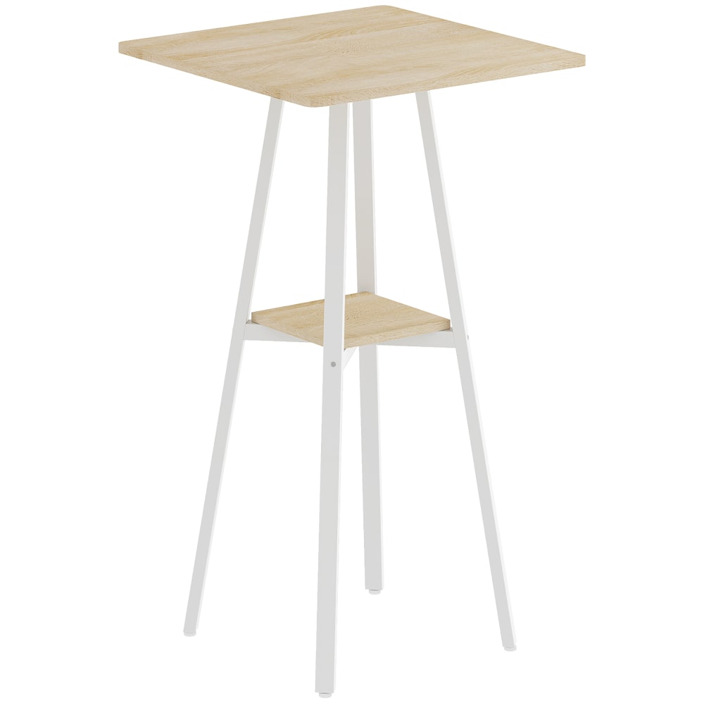 Table de bar carrée pour 2 personnes métal naturel et blanc Table de bar carrée pour 2 personnes métal naturel et blanc