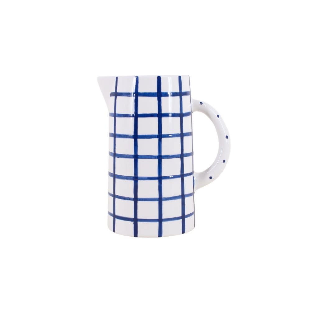 Carafe en céramique à carreaux bleu / blanc 20cm
