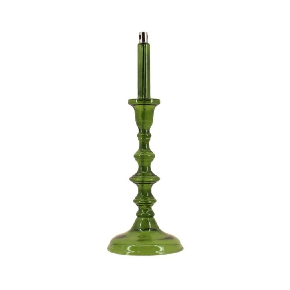 Lampe à huile chandelier en verre soufflé vert 32cm