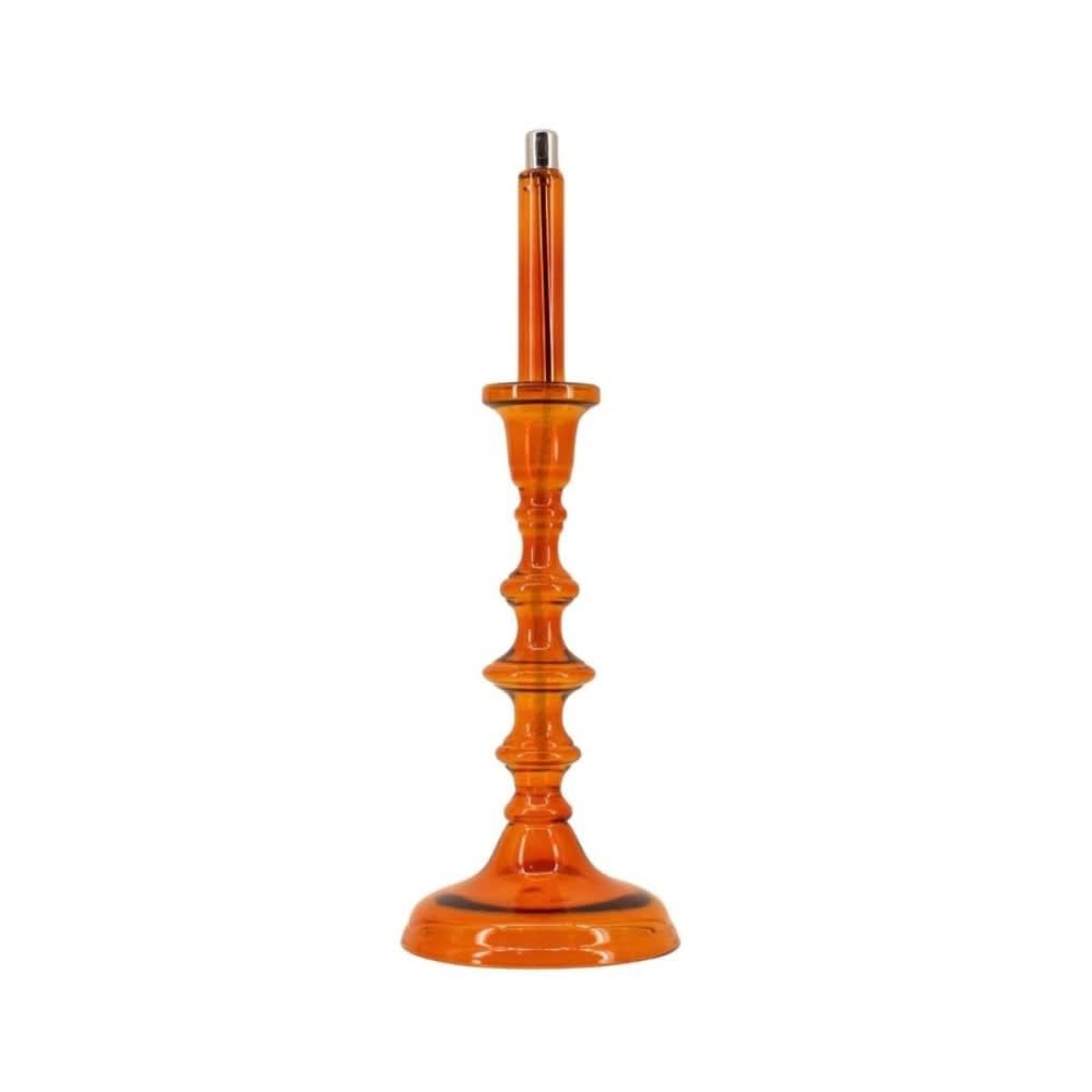 Lampe à huile chandelier en verre soufflé orange 32cm