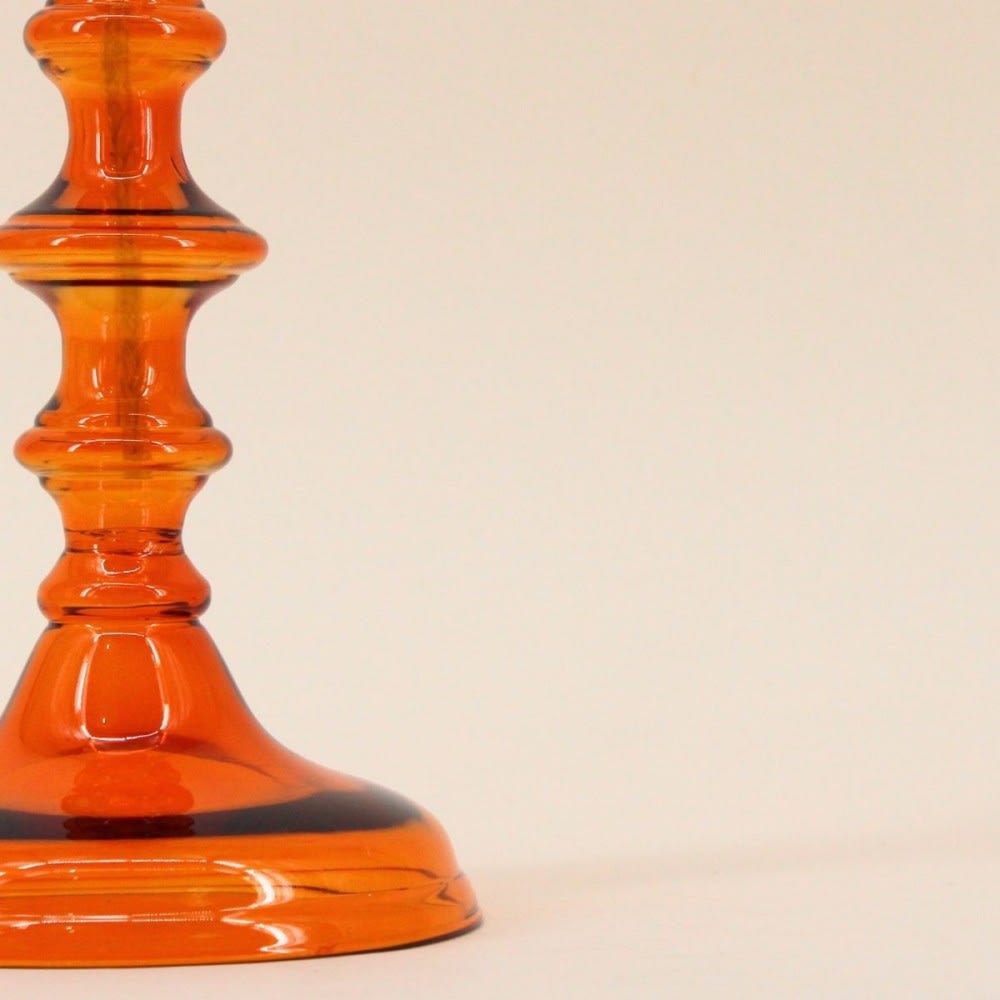 Lampe à huile chandelier en verre soufflé orange 32cm — vue 3