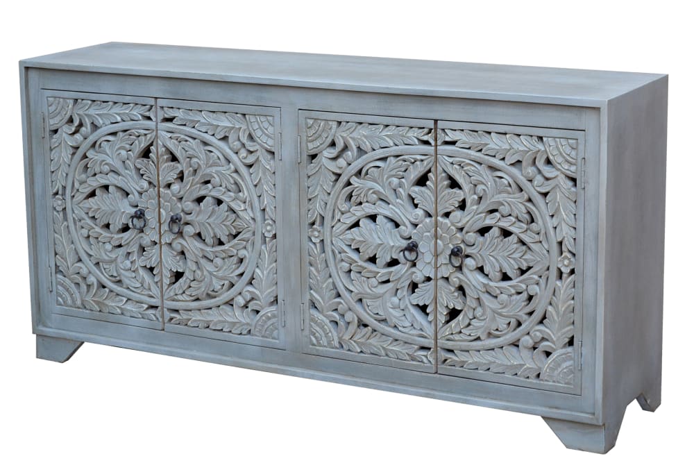 Buffet avec 4 portes en bois de manguier gris