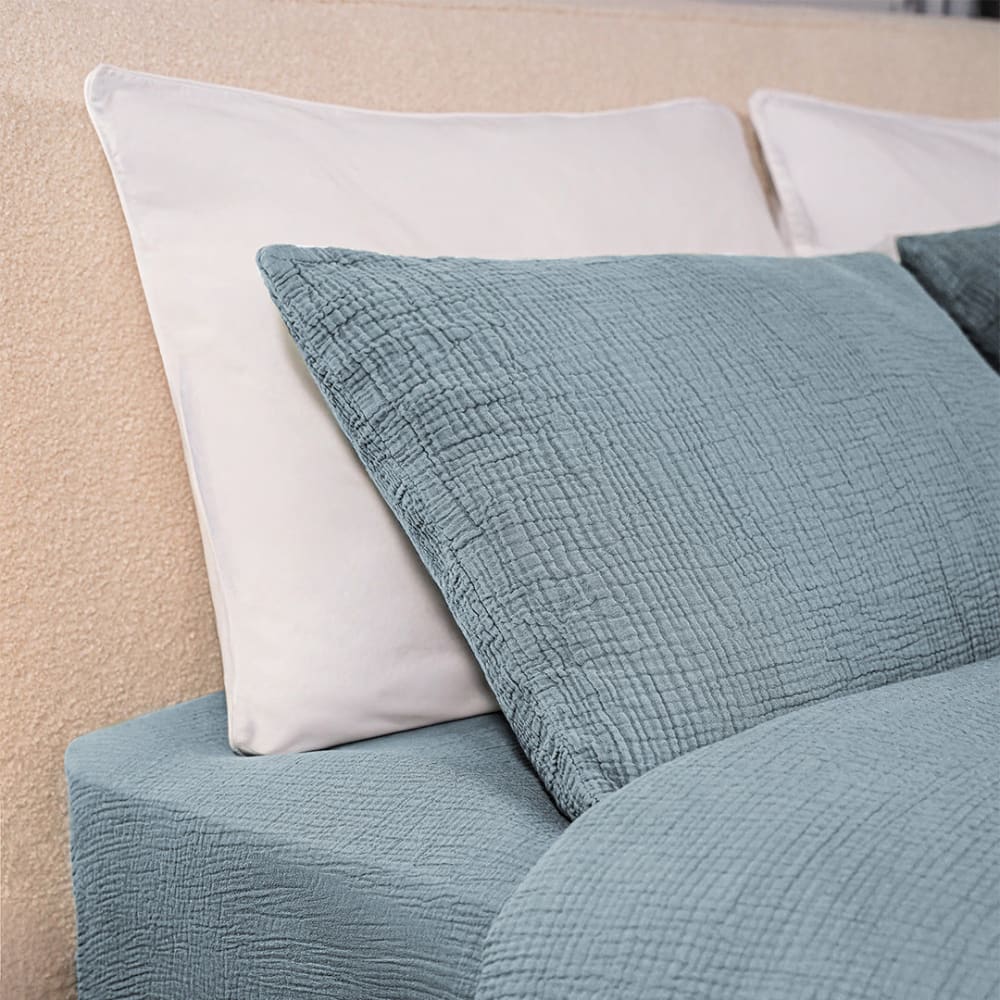 Draps Housse 140x190cm - Dusty Blue - Gaze de Coton — vue 4