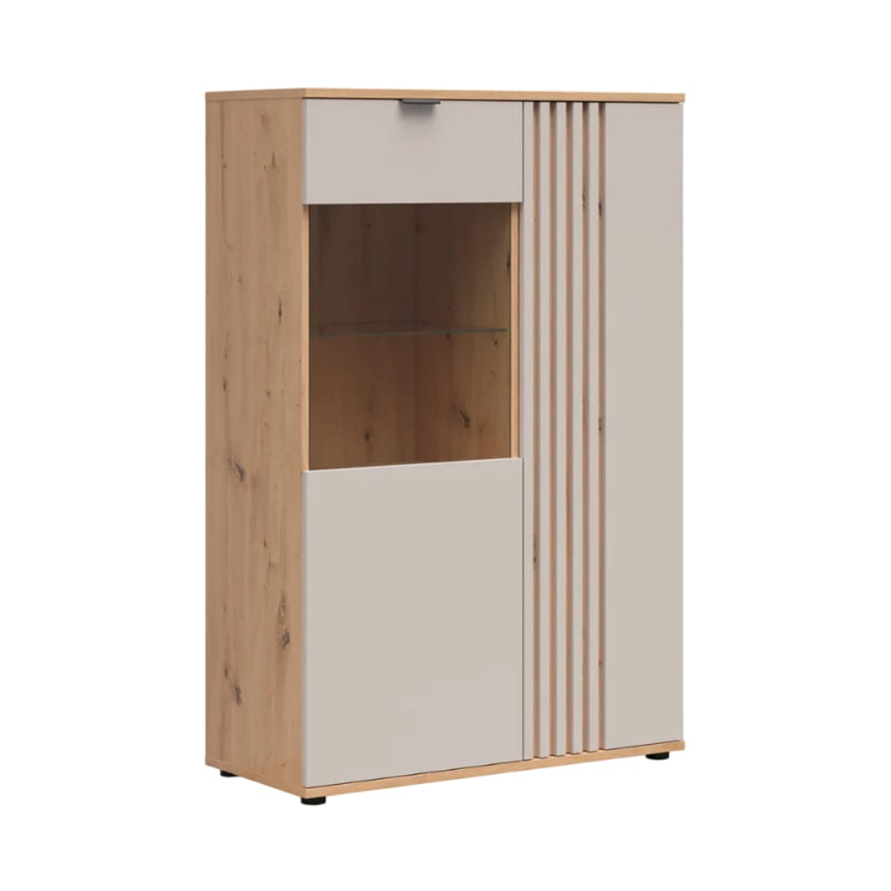 Vaisselier bas 2 portes et bois panneaux de particules beige