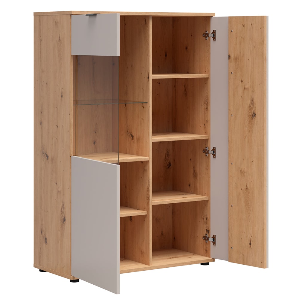 Vaisselier bas 2 portes et bois panneaux de particules beige