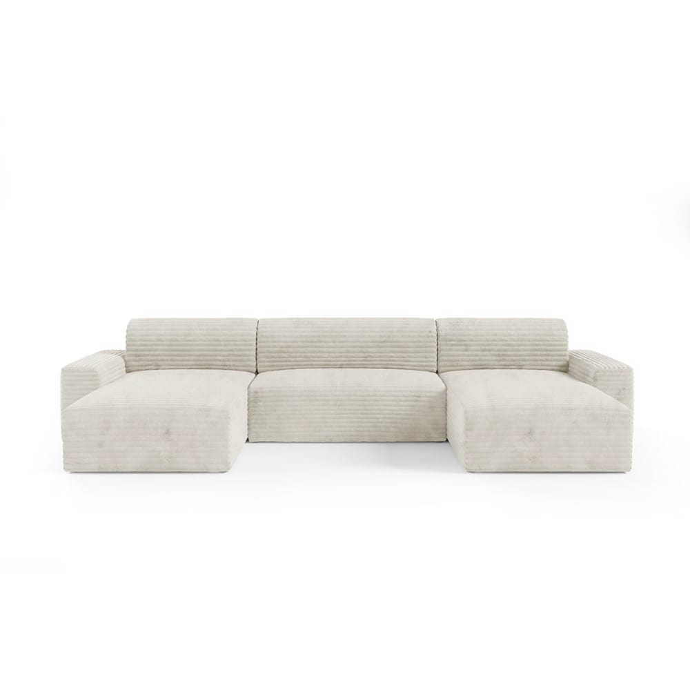 Canapé u 5 places convertible coffre bois de pin blanc