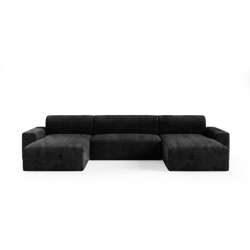 Canapé u 5 places convertible coffre bois de pin noir