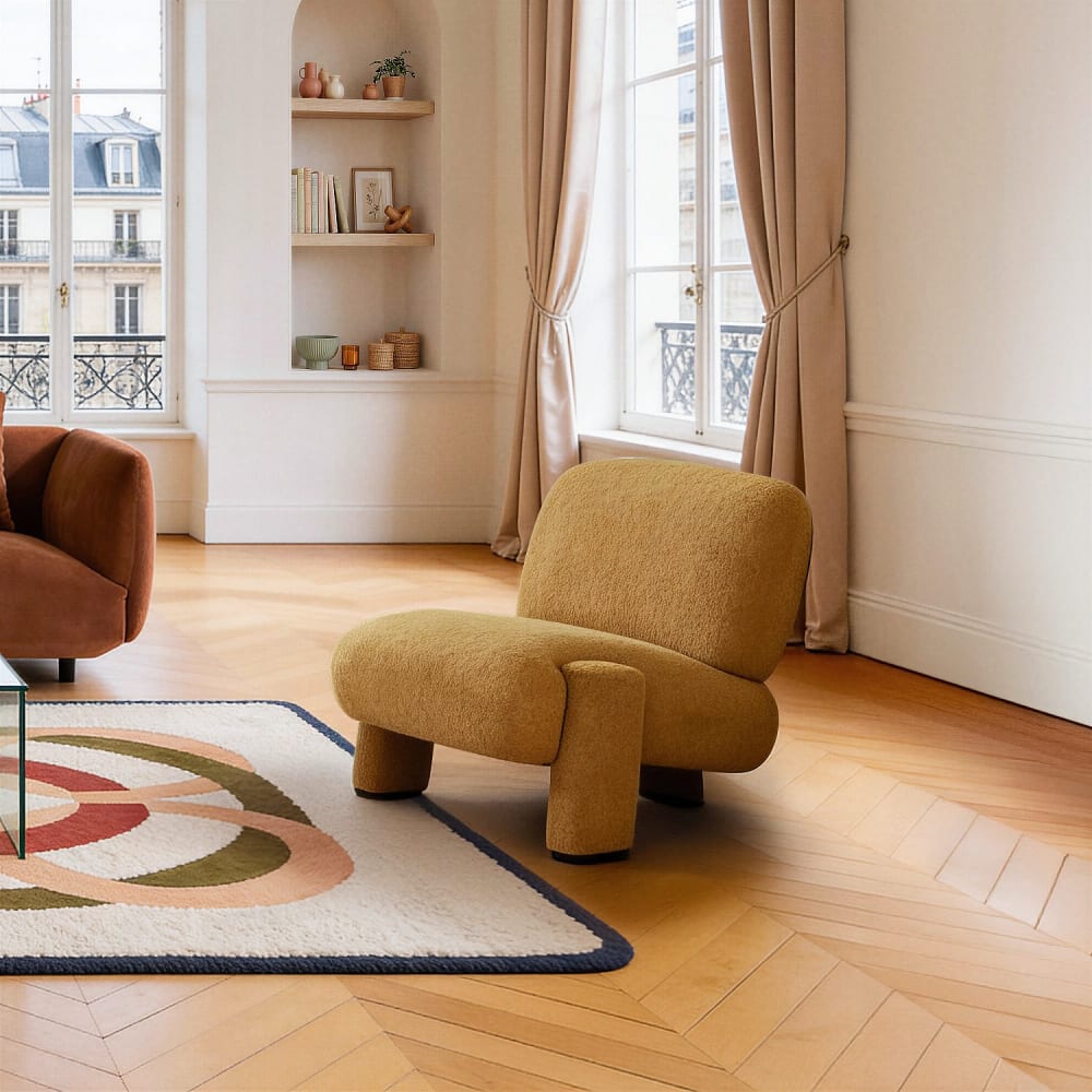 Fauteuil en tissu bouclette - miel