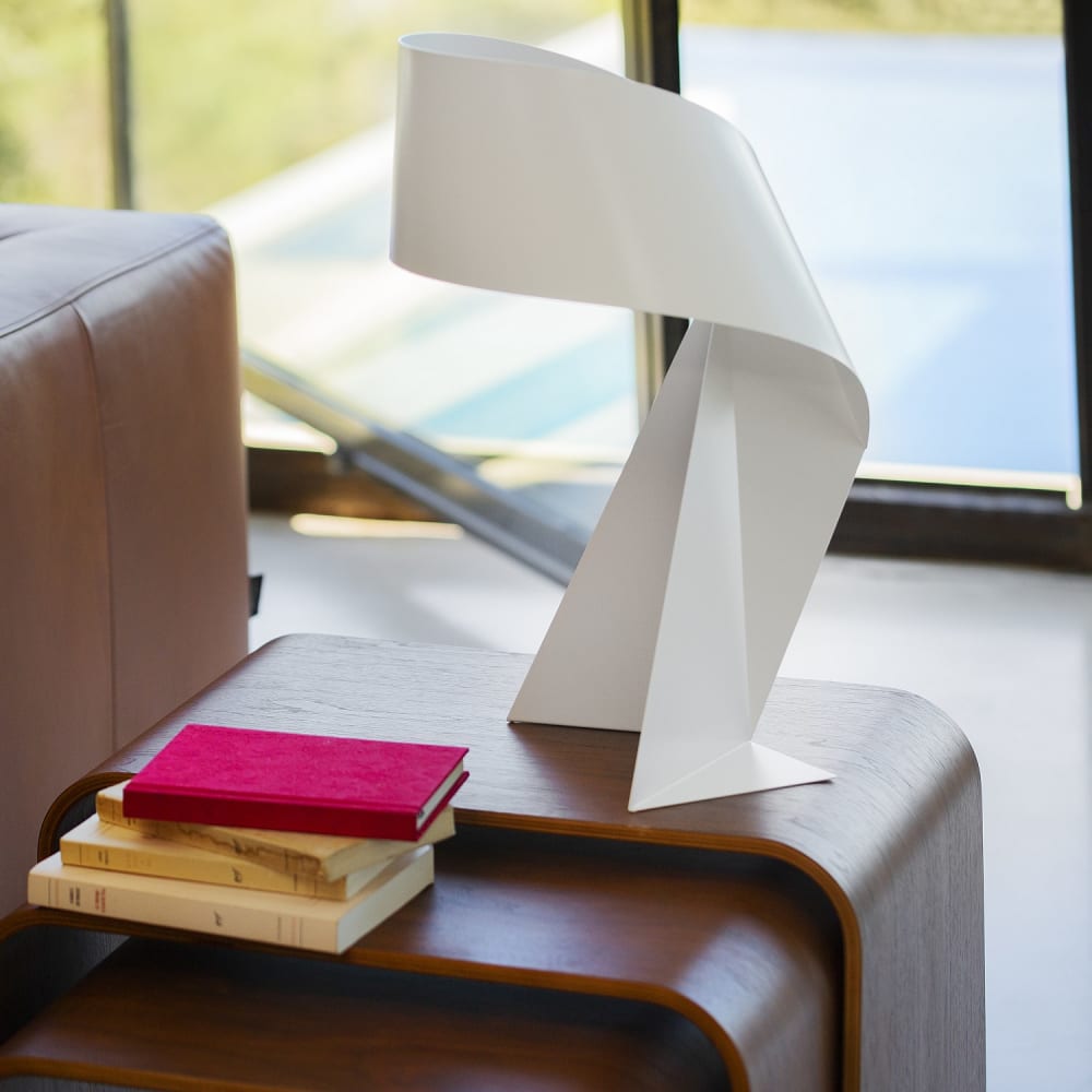 Lampe de table en métal - 50 cm - blanc — vue 3