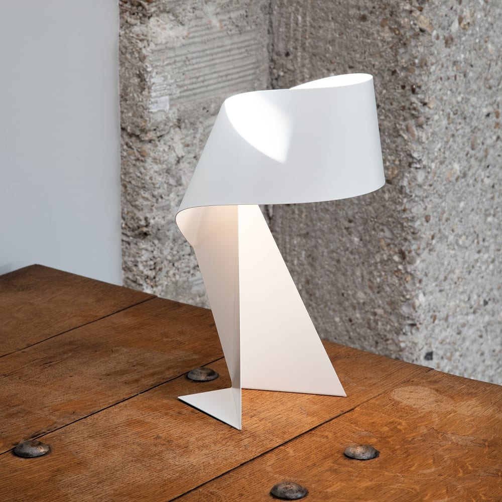 Lampe de table en métal - 35 cm - blanc — vue 3