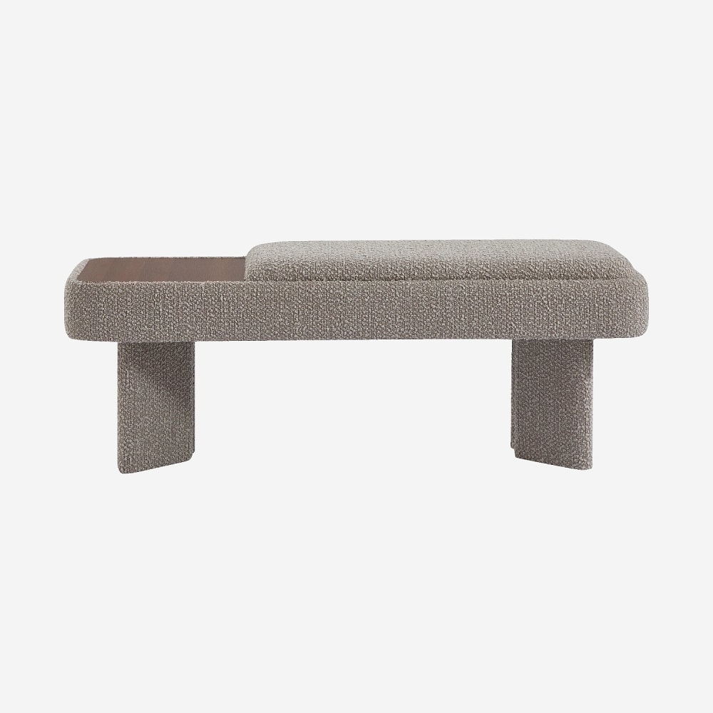 Banc en tissu bouclette - noyer