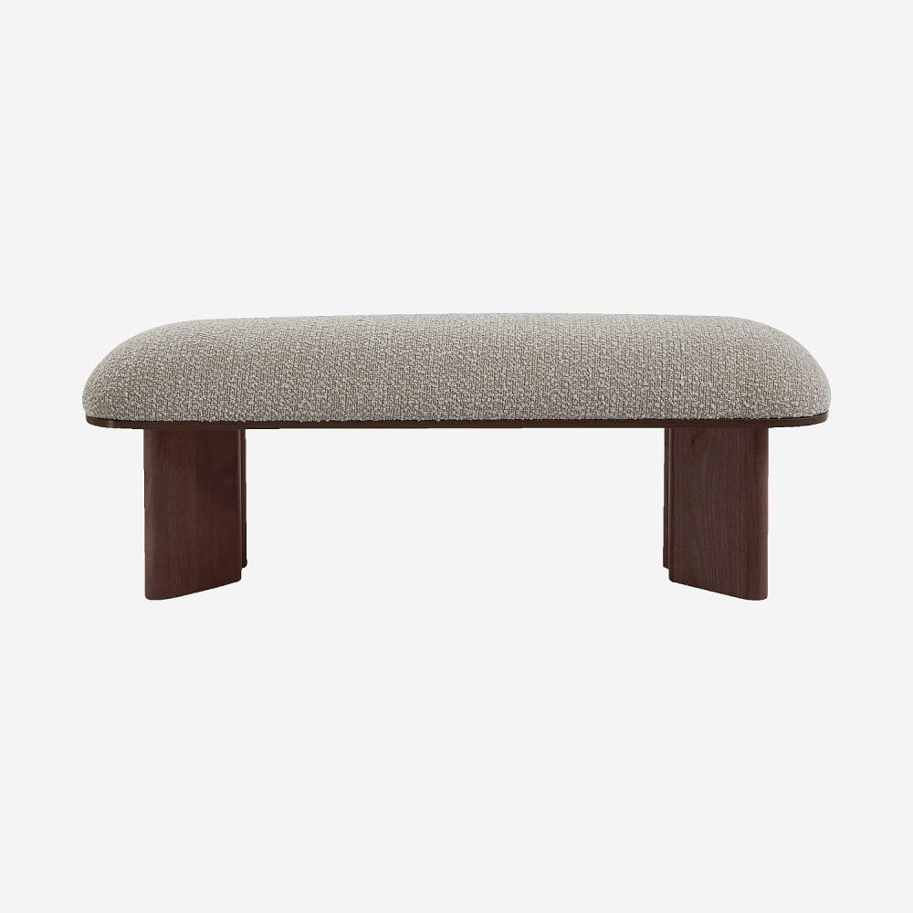 Banc en tissu bouclette - noyer