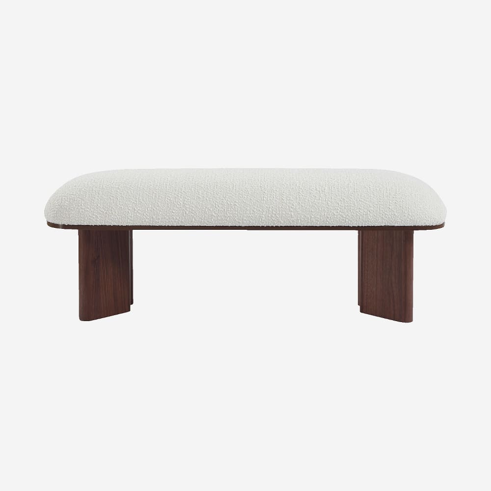 Banc en tissu bouclette - noyer
