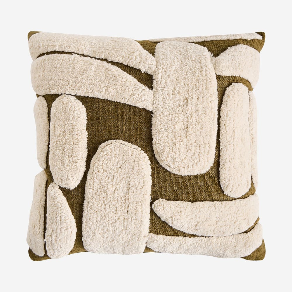 Coussin tufté en coton - 45 x 45 cm - bronze