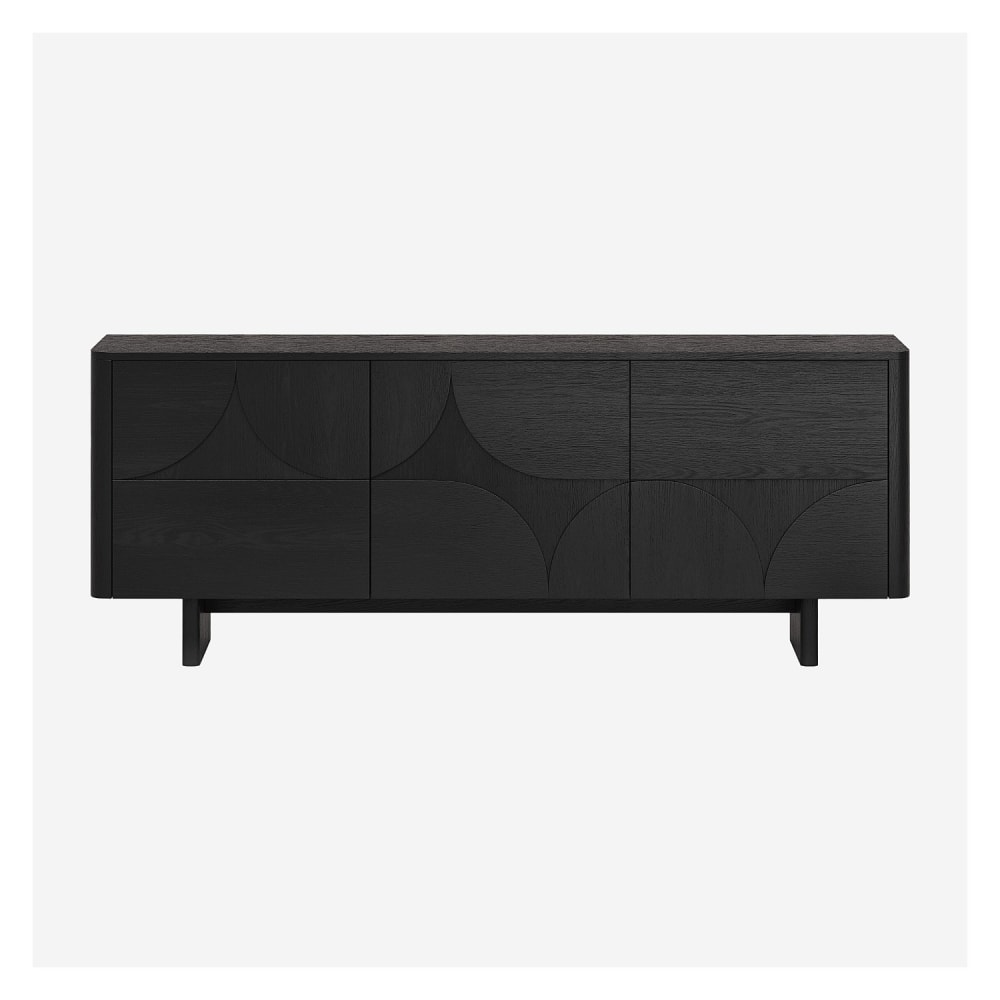 Buffet bas 3 portes en frêne - noir Buffet bas 3 portes en frêne - noir