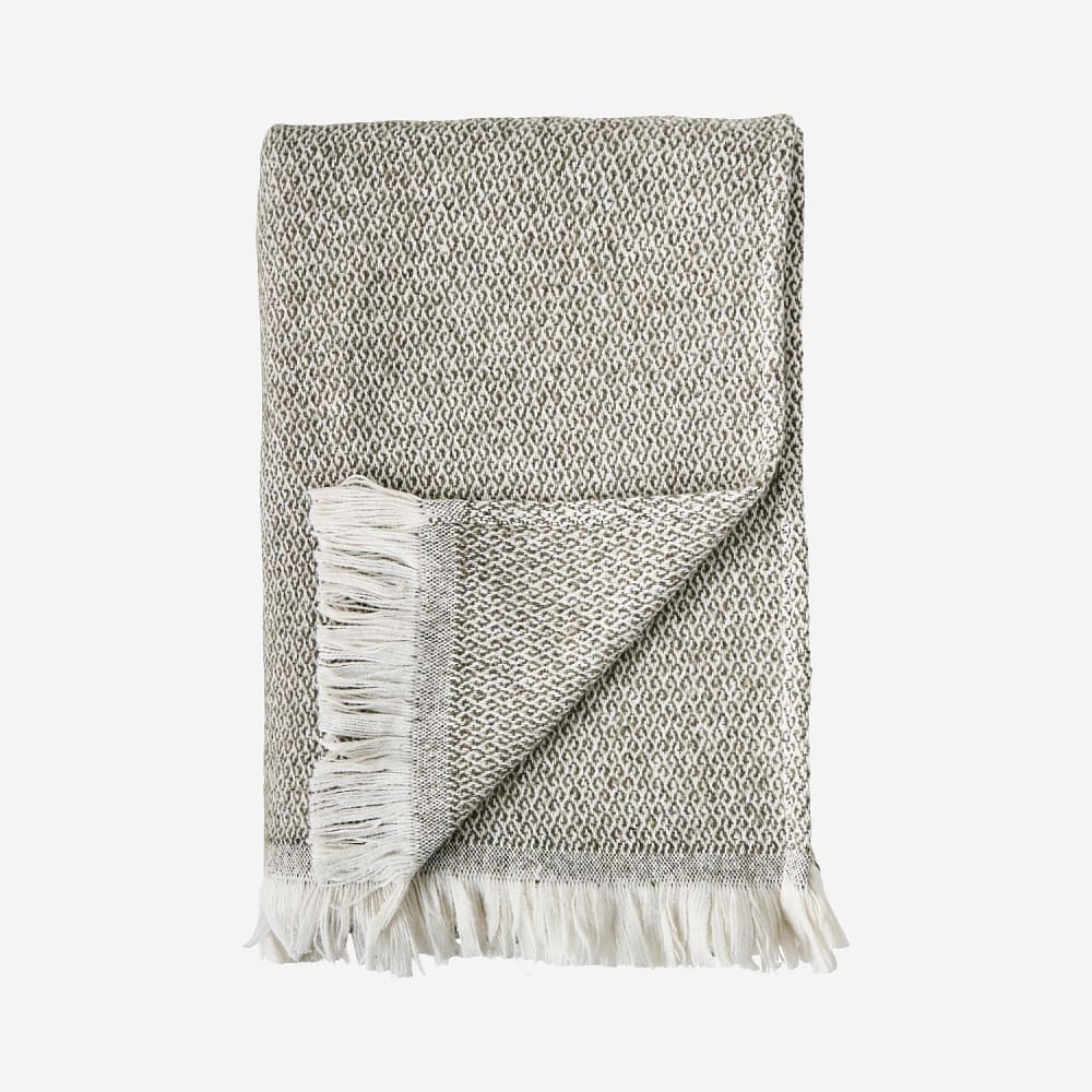 Plaid à franges en coton - laine