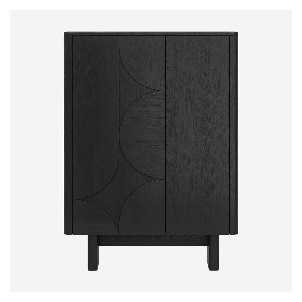 Buffet haut 2 portes en frêne - noir Buffet haut 2 portes en frêne - noir