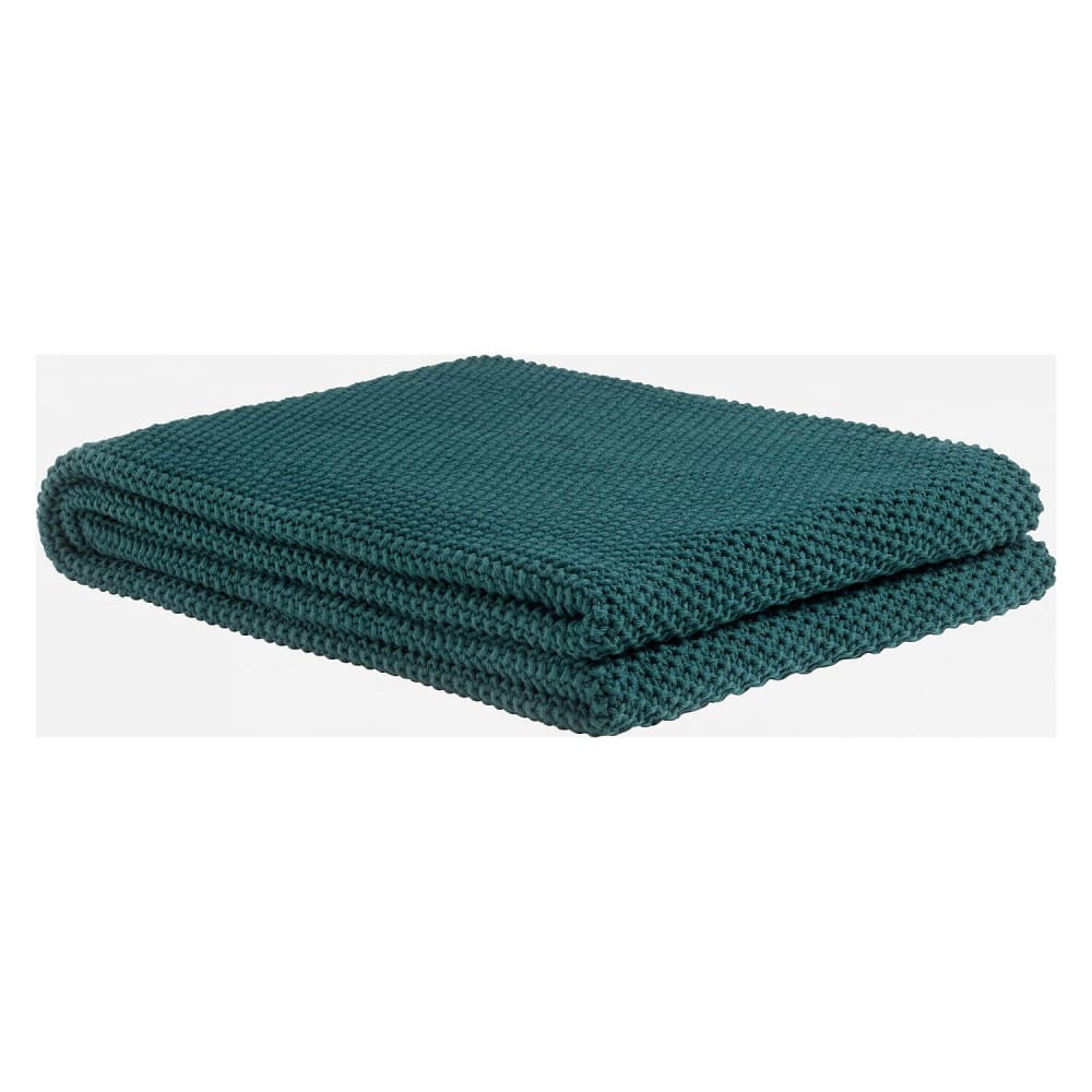 Plaid tricoté en coton - 130 x 170 cm - vert
