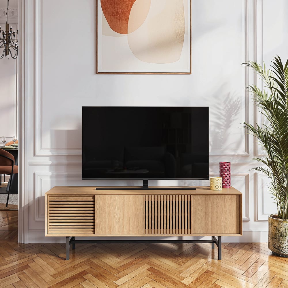 Meuble tv 4 portes en chêne - naturel Meuble tv 4 portes en chêne - naturel