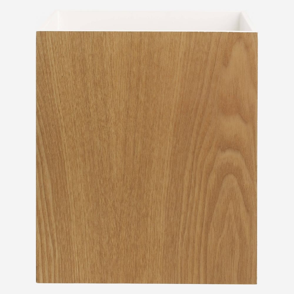 Poubelle de bureau en bois avec intérieur laqué blanc