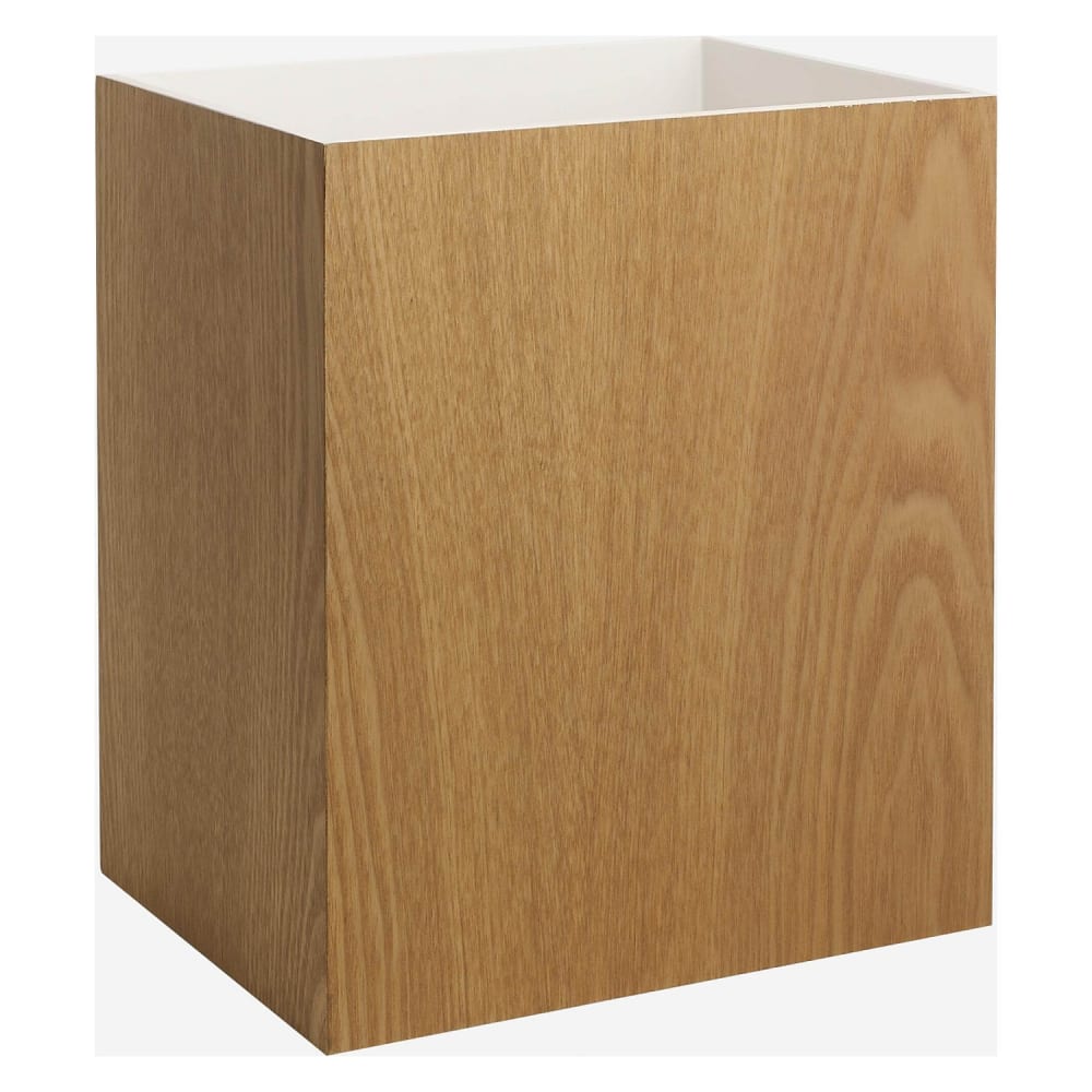 Poubelle de bureau en bois avec intérieur laqué blanc — vue 3