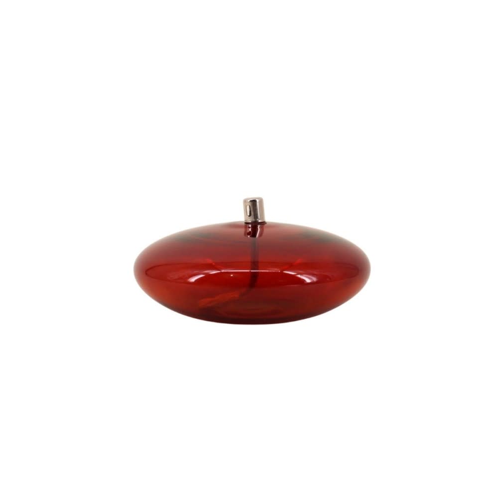 Lampe à huile ronde en verre soufflé bordeaux 14cm