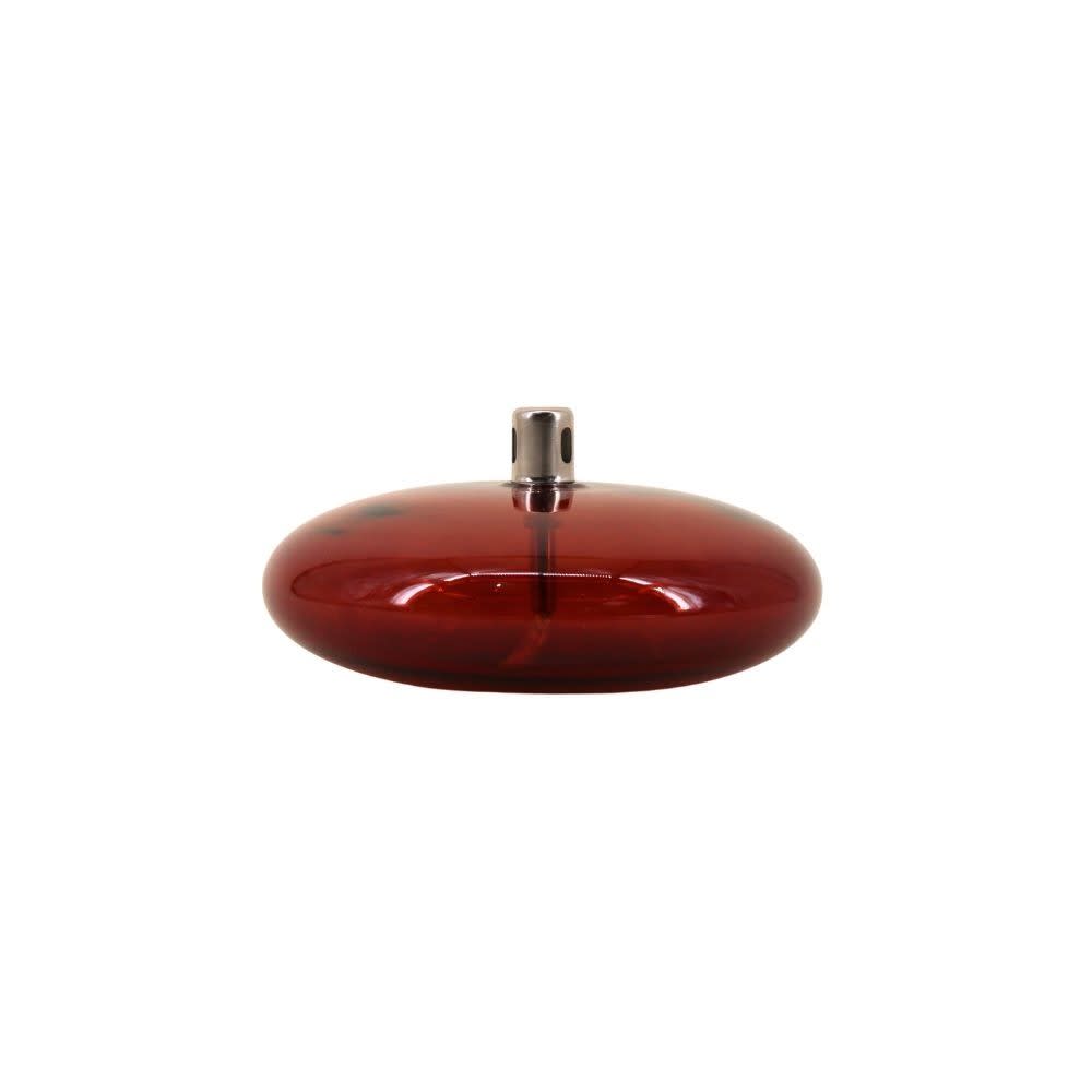 Lampe à huile ronde en verre soufflé bordeaux 18cm