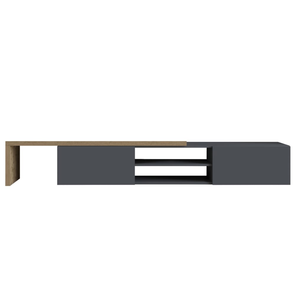 Meuble TV d'angle effet bois anthracite/chêne 183,5/310x31,4x35 cm