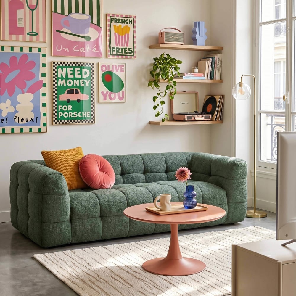 Runder Couchtisch, 70 cm Durchmesser, terrakottafarben - Maisons