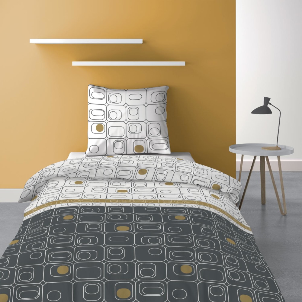 Parure de lit Gold avec housse de couette et taie(s) d'oreiller impri Parure de lit Gold avec housse de couette et taie(s) d'oreiller impri